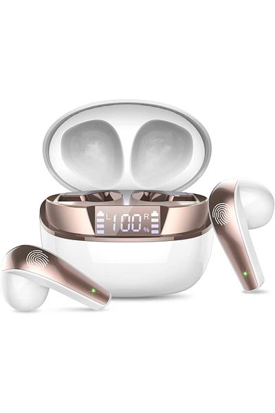 Smart Vibe Casti True Wireless MOOD™ MINI Hi-Fi Stereo Sound, Microfon, Noise Cancelling, Infusion White/Gold