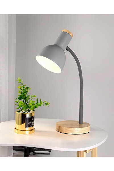 Petrix 34614 Ahşap Tabanlı Nordic USB Masa Lambası Siyah