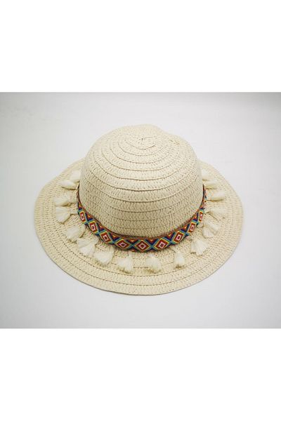 By Piera Girl's Tasseled Straw Hat 8792