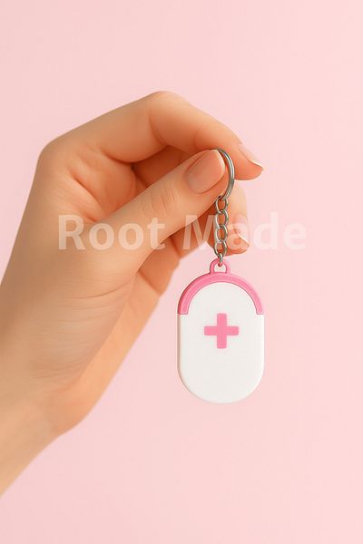 Root Made Keychain Medicine Box Daily Medicine Carry Box Tiny Keychain Vitamin Box