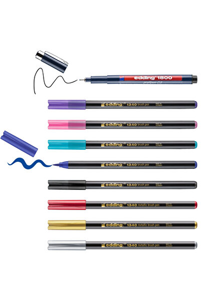 GLANCE Sketchbook Edding Happy Lettering Set 9Er Set + Color Mixer, Assorted Stifte