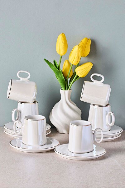 Perotti طقم فناجين قهوة بورسلين نقي لـ 6 أشخاص