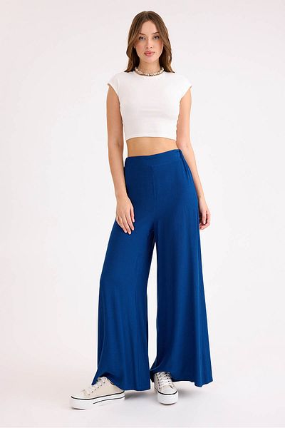 Vitrin Viscose Linen Casual Trousers with Elastic Back