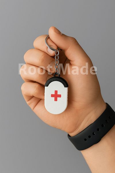 Root Made Keychain Medicine Box Daily Medicine Carry Box Tiny Keychain Vitamin Box