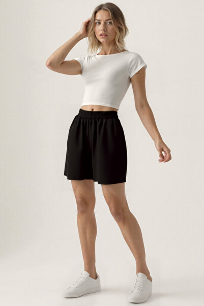 Vitrin Elastic Waist Crinkle Fabric Pocket Shorts