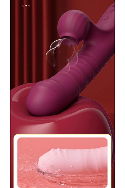WildFashion Dual vibrator with vibration and suction function for stimulation, Cherry, TOY523-81