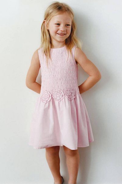 anonim Girl's Floral Appliqued Cotton Lined Dress