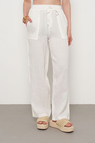 Orfeo Negro Women's 100% Linen Pocket Detail Blouse Pants