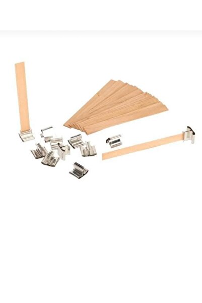 Wooden Candle Wick Bamboo Candle Wick with Metal Table 13,5cmx1,5 cm Candle Making Candle Making Material 10pcs