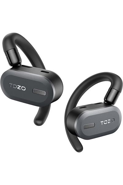 Smart Vibe TOZO® OpenBuds True Wireless Headphones with Biaxial Rotation, Noise Cancelling, Open-ear Design, Black