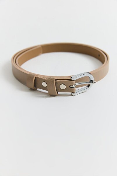 Raneel Kazançlı Alışveriş Silver Color Buckle Women's Belt Mink