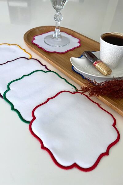 Generic Brand 6 Pieces Embroidered Coffee Side Napkin Cocktail Napkin & Coaster & Presentation Holder