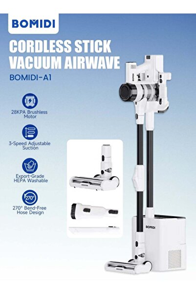 BOMIDI مكنسة كهربائية لاسلكية UltraClean Max مع محطة تفريغ ذاتية، محرك قوي بد...