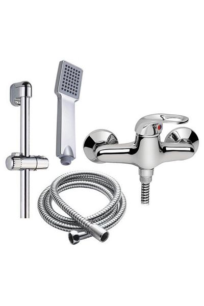 Italbox Shower mixer set with bar, hose and rectangular shower head