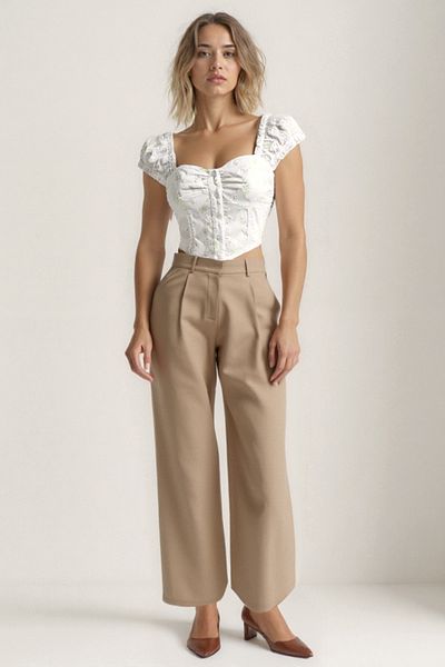 Vitrin Palazzo Trousers with Collet Detail