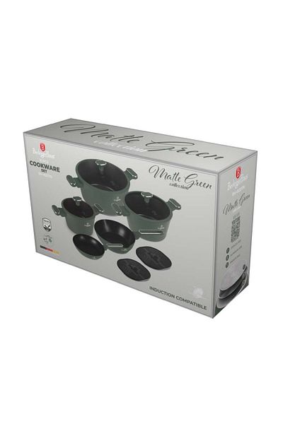 Berlinger Haus Sada nádobí s titanovým povrchem 10 ks Matte green Collection
