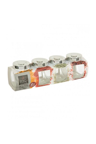 Secret de Gourmet Set of 4 jars with lids, spices, airtight closure