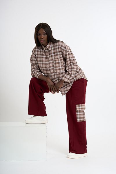 HANIQA Women's Sports Casual Suit with Plaid Detail |   36-42