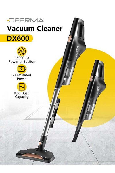 Deerma Portable Upright and Handheld Vacuum Cleaner, Pinhole Stainless Steel with 4-Stage HEPA Filtration S