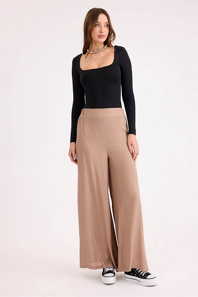 Vitrin Viscose Linen Casual Trousers with Elastic Back