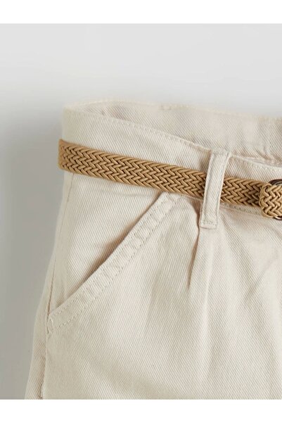 LC Waikiki Lcw Kids Beige Belted Basic Pocket Boys Shorts