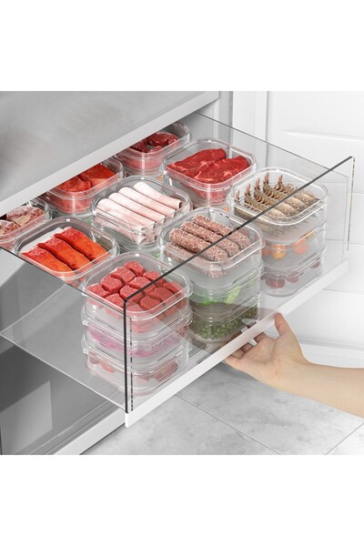 Flippy Food Container, Flippy, Rectangular Plastic Storage Box, 12 x 12 x 4.5 cm, 350ml, Transparent