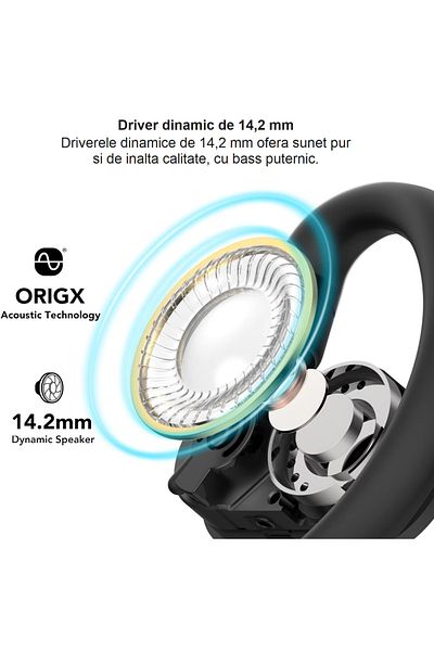 Smart Vibe TOZO® OpenBuds True Wireless Headphones with Biaxial Rotation, Noise Cancelling, Open-ear Design, Black