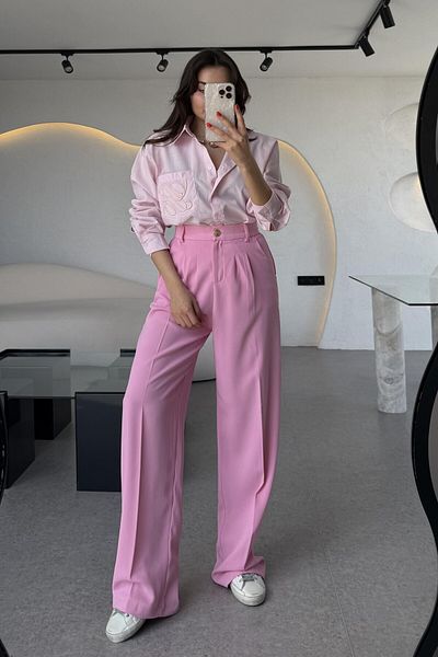 LİSAA BUTİK Premium Series Gold Button Detail Waist Elastic Palazzo