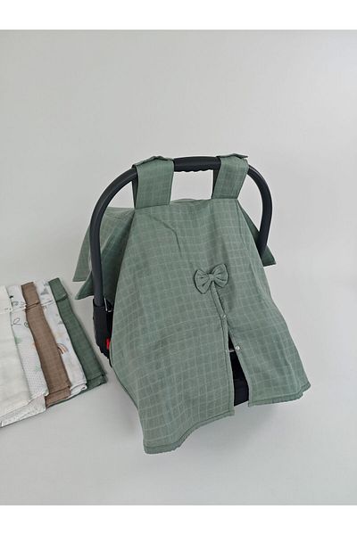 Tomuycuk 100% Cotton Muslin Stroller Cover / Baby Stroller Cover with Snap Fasteners and Bow