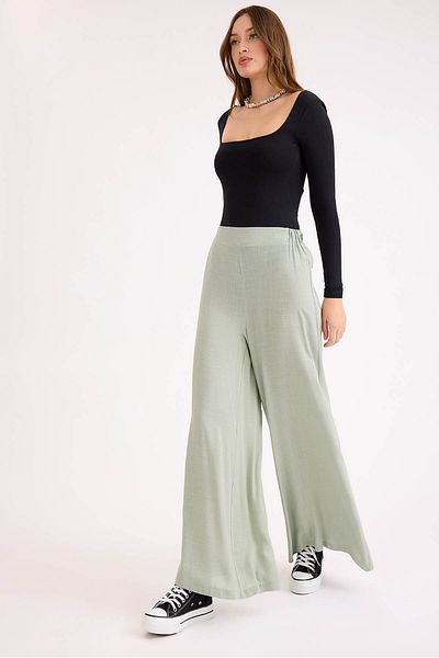 Vitrin Viscose Linen Casual Trousers with Elastic Back