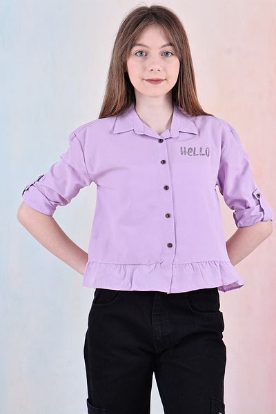 MODANINO Cămașă crop cu imprimeu cu piatră pentru fetiță, cu detaliu în talie, 6-15 ani 12254