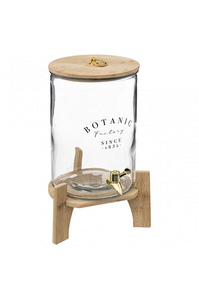 Secret de Gourmet Bota beverage container, glass, wooden stand, 8 liters