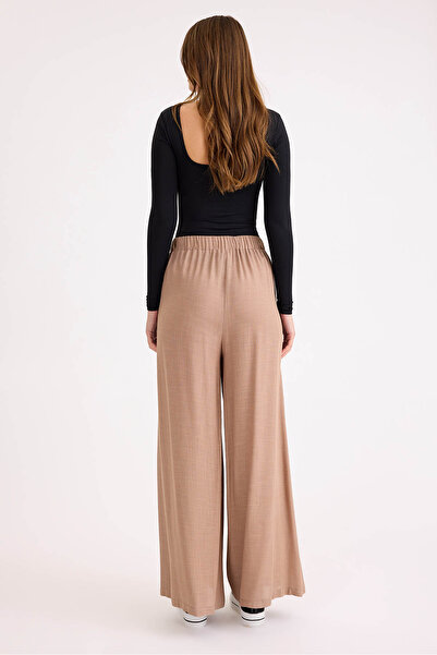 Vitrin Viscose Linen Casual Trousers with Elastic Back