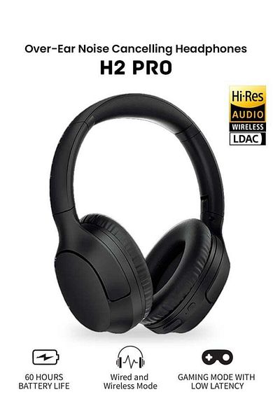 QCY H2 Pro Wireless Over-Ear Headphones, 43dB Hybrid Active Noise Cancellation, BASS Mode Enhanced Music