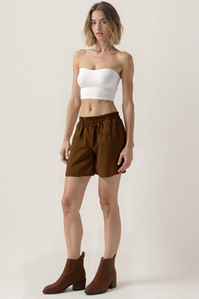 Vitrin Elastic Waist Crinkle Fabric Pocket Shorts