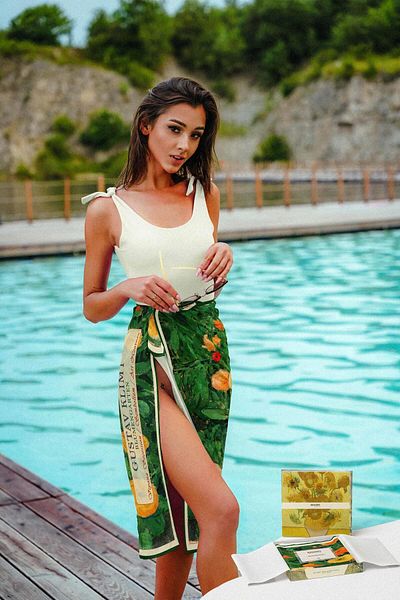 Buka Shops Grădina de flori Gustav Klimt: Simfonie de modele Moss Crepe Pareo