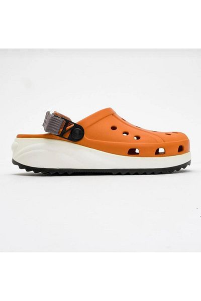 monapicco Women's Velcro Sabo Slippers Orange White