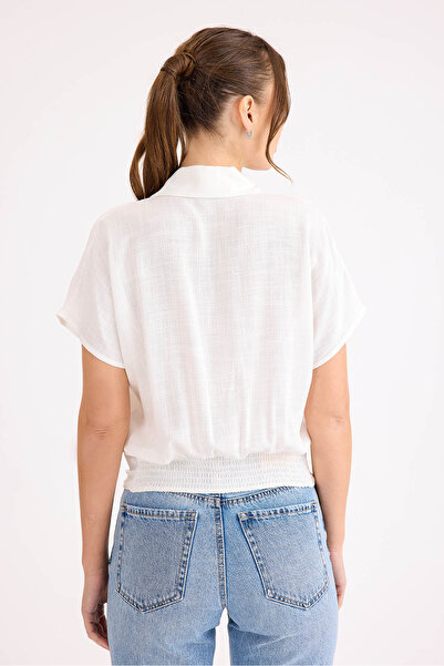 Vitrin Tie Waist Short Sleeve Casual Shirt