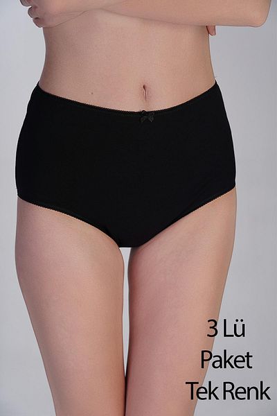 cotonhause Women's Large Size High Waist 3 Pack Black Bato Panties 365004