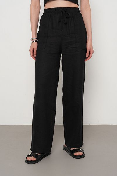 Orfeo Negro Women's 100% Linen Pocket Detail Blouse Pants