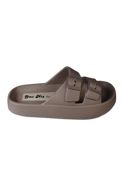 Akınal Bella Akinbella men's black navy blue double strap buckle rubber sole sea pool garden slippers