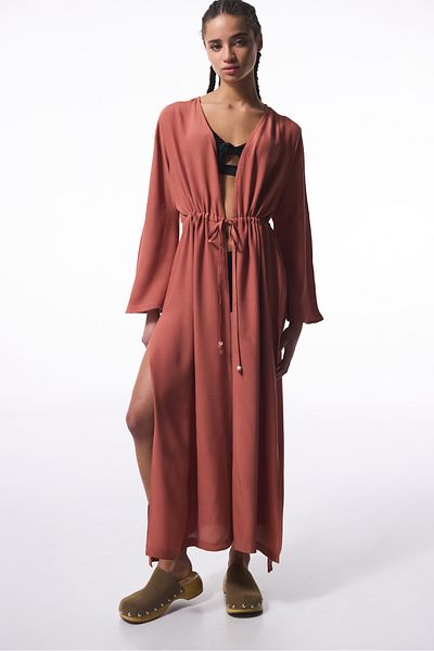 Penti Tile Color Olivia Crinckle Long Sleeve Oversize Kimono