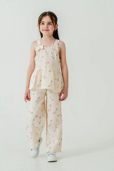 My Hanne Flower Patterned Girl's Muslin Set 3817