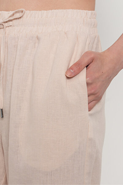 Orfeo Negro Women's 100% Linen Bolted Legs Solid Color Pants