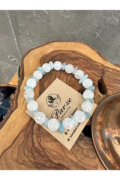 parze doğaltaş Necef and Aquamarine Natural Stone Bracelet