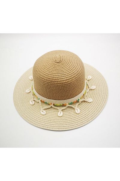 By Piera Girl's Brown-Beige Straw Hat 8798