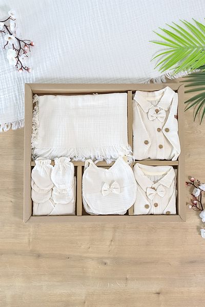 Sitilin Baby Boy Newborn Vest Summer and Seasonal Muslin 10-Piece Luxury Hospital Release Bodysuit Set
