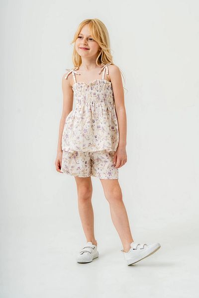 My Hanne Flower Patterned Thin Strap Girl's Suit 3818
