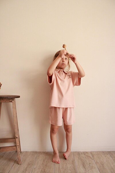 Oh La La Koala For Little Ones Leaf Embroidered Polo Neck Shorts Suit