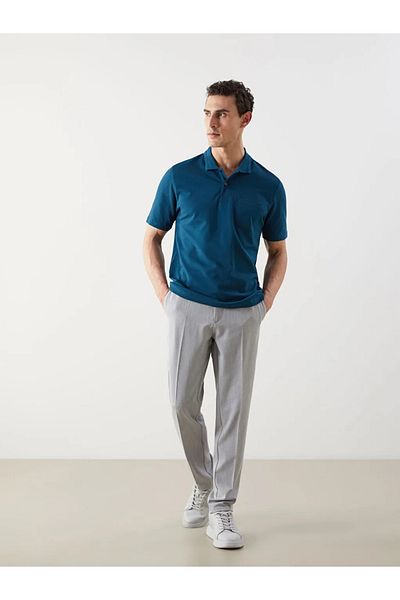 LC Waikiki Мъжка тениска LCWAIKIKI Classic Black с поло яка и къс ръкав от пике
